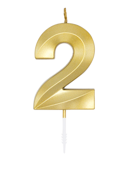 Zahlenkerze - Metallic Gold - 2