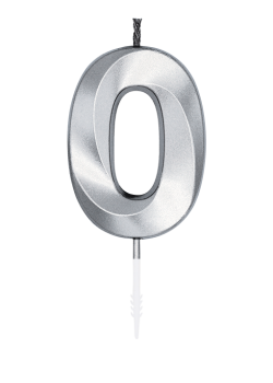 Number Candle - Metallic Silver - 0