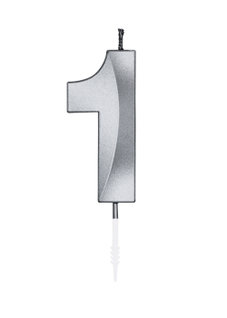 Number Candle - Metallic Silver - 1