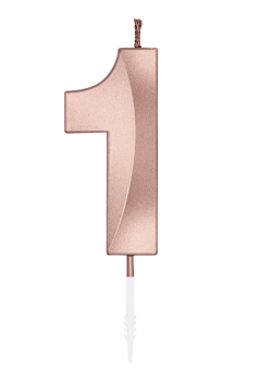 Number Candle - Metallic Rose Gold - 1
