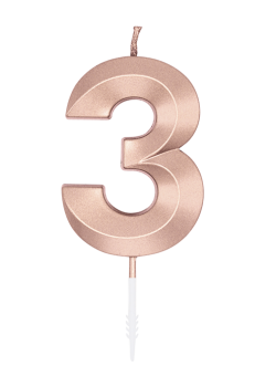 Number Candle - Metallic Rose Gold - 3