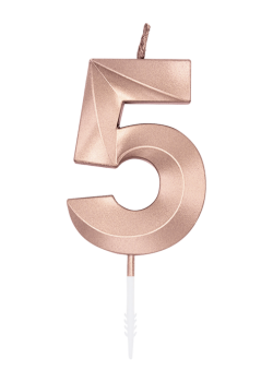 Number Candle - Metallic Rose Gold - 5