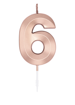 Number Candle - Metallic Rose Gold - 6