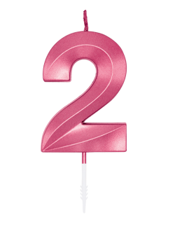 Zahlenkerze - Metallic Rosa - 2