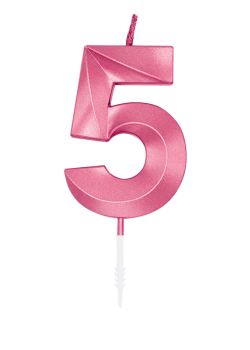 Number Candle - Metallic Light Pink - 5