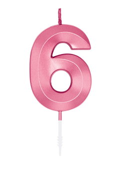 Number Candle - Metallic Light Pink - 6