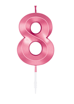 Number Candle - Metallic Light Pink - 8