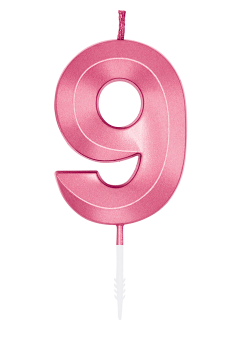 Number Candle - Metallic Light Pink - 9