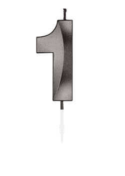 Zahlenkerze - Metallic Schwarz - 1