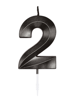 Zahlenkerze - Metallic Schwarz - 2