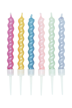 Spiral Candles with Holder - Pastel Pearl