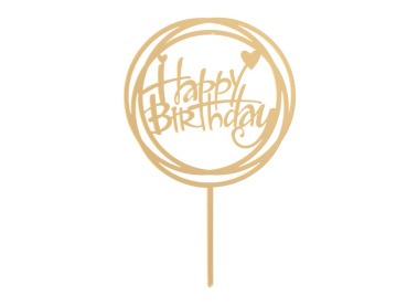 Cake Topper Gold - Happy Birthday