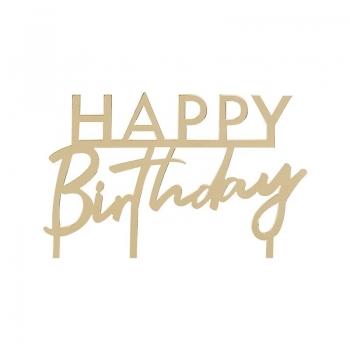 Acrylic Cake Topper - Happy Birthday - Gold