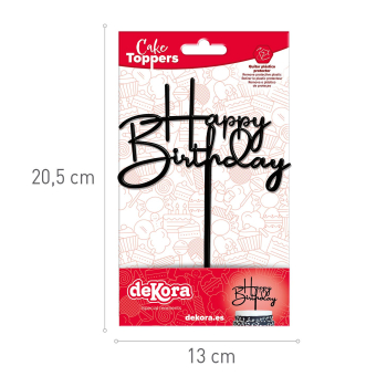 Preview: Torten Topper - Happy Birthday - Schwarz
