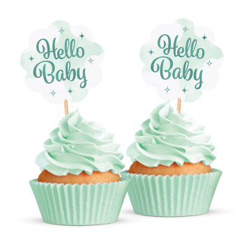 Cupcake Topper - Hello Baby - Green