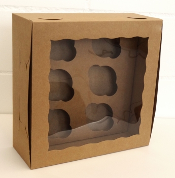 6er Cupcake / Muffin Box Karton-Braun