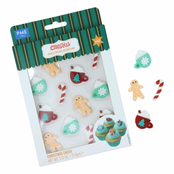 Edible Sugar Decorations - Christmas Cheer (Set of 12)