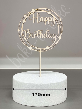 Cake Topper Wood - Happy Birthday with Dots