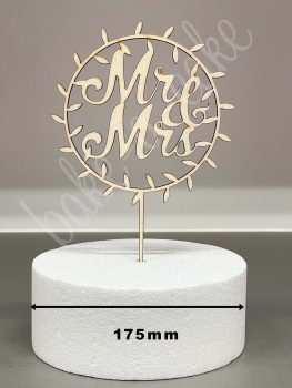Cake Topper Wood - Mr & Mrs with Leaves