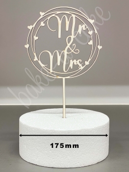 Cake Topper Wood - Mr & Mrs with Hearts