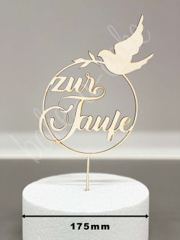 Cake Topper Wood - Zur Taufe with Dove