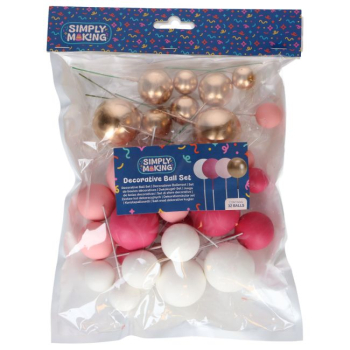 Preview: Decorative Ball Set - Hot Pink Ombre und Gold