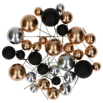 Decorative Ball Set - Metallic Gold, Silver and Black