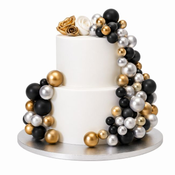 Preview: Decorative Ball Set - Metallic Gold, Silver and Black