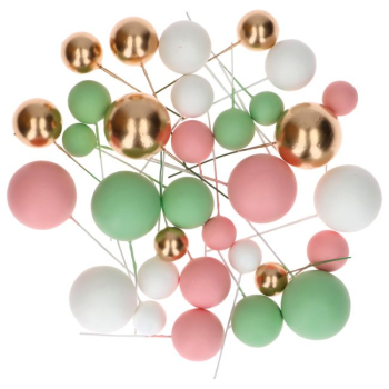 Decorative Ball Set - Pastell Rosa, Grün und Gold