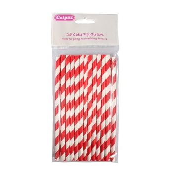 CakePop Straws Striped red-white
