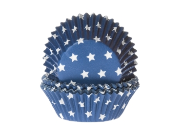 Cupcake Backförmchen - Blau mit Weissen Sternen