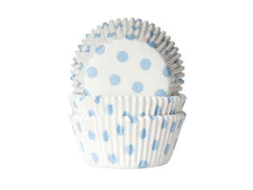 Cupcake Backförmchen - Weiss mit Hellblauen Punkten