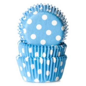 Mini Cupcake Backförmchen - Blau mit weissen Punkten