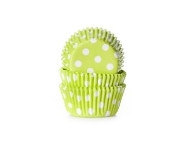 Mini Cupcake Cases - Polkadot Limegreen
