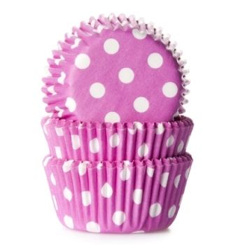 Mini Cupcake Backförmchen - Pink mit weissen Punkten