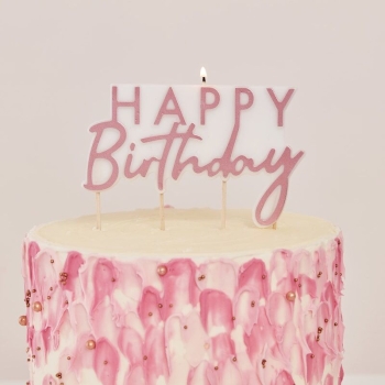 Candle - Happy Birthday - Rose Gold