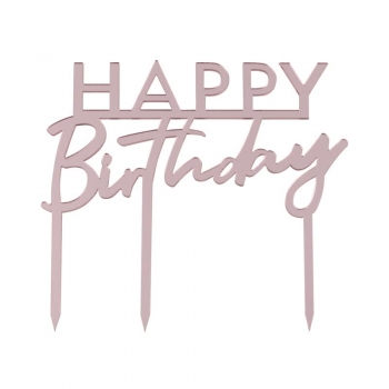 Acrylic Cake Topper - Happy Birthday - Pink