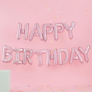 Luftballon Girlande - Happy Birthday - Rosa