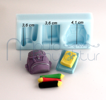 Silicone Mould - School Bag, Books and Pens