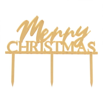 Acrylic Cake Topper - Merry Christmas - Gold