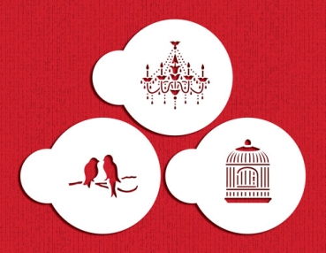 Stencil -  Mini Love Birds & Chandelier