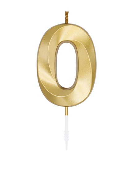 Zahlenkerze - Metallic Gold - 0