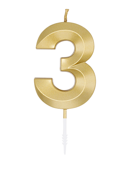 Number Candle - Metallic Gold - 3
