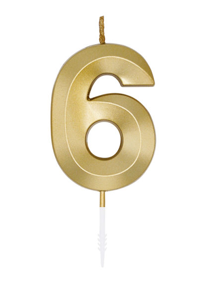Number Candle - Metallic Gold - 6