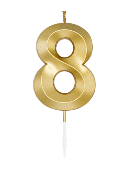 Number Candle - Metallic Gold - 8