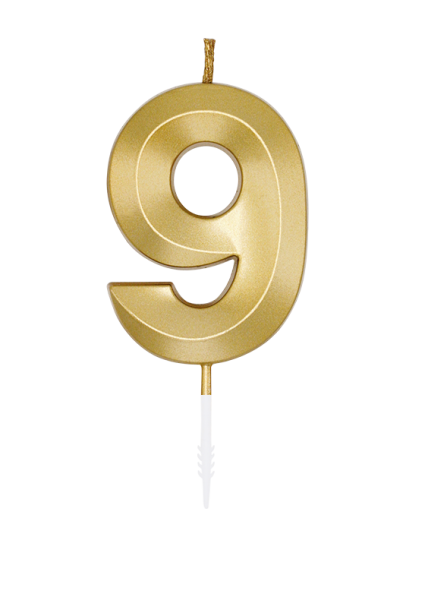 Number Candle - Metallic Gold - 9