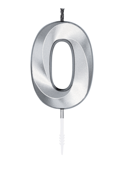 Number Candle - Metallic Silver - 0