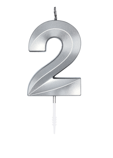 Number Candle - Metallic Silver - 2