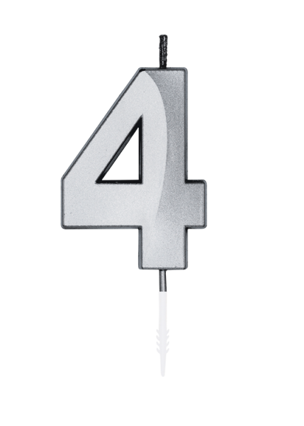Number Candle - Metallic Silver - 4