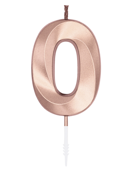 Number Candle - Metallic Rose Gold - 0